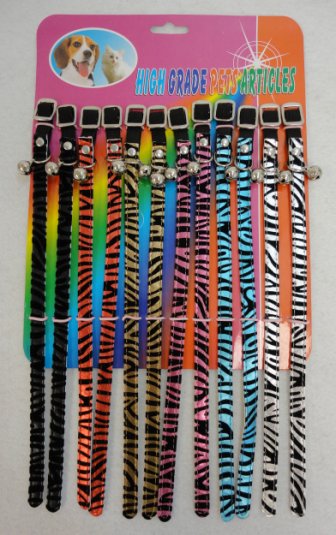 ''12'''' Cat/Dog Collar with BELL [Felt Zebra Stripes]''
